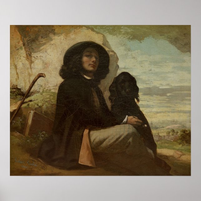 Courbet with his Black Dog, 1842 Poster (Front)