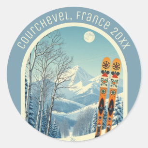 Courchevel France ski holiday souvenir  Classic Round Sticker