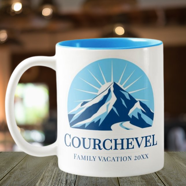 Courchevel France ski resort souvenir  Two-Tone Coffee Mug (Creator Uploaded)