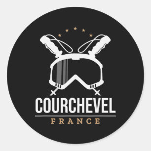 Courchevel France Ski Resort Vintage Skiing Snowbo Classic Round Sticker