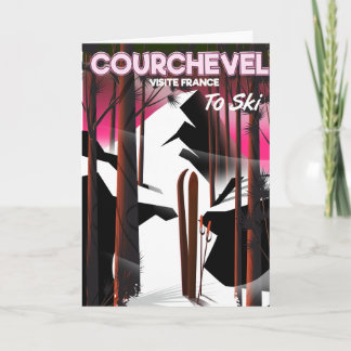 Courchevel, France ski travel poster Holiday Card