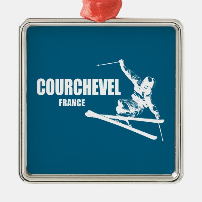 Courchevel France Skier Metal Tree Decoration (Front)