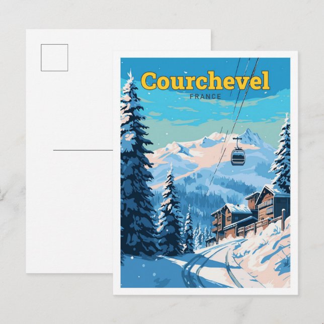 Courchevel France Travel Art Vintage Illustration Postcard (Front/Back)