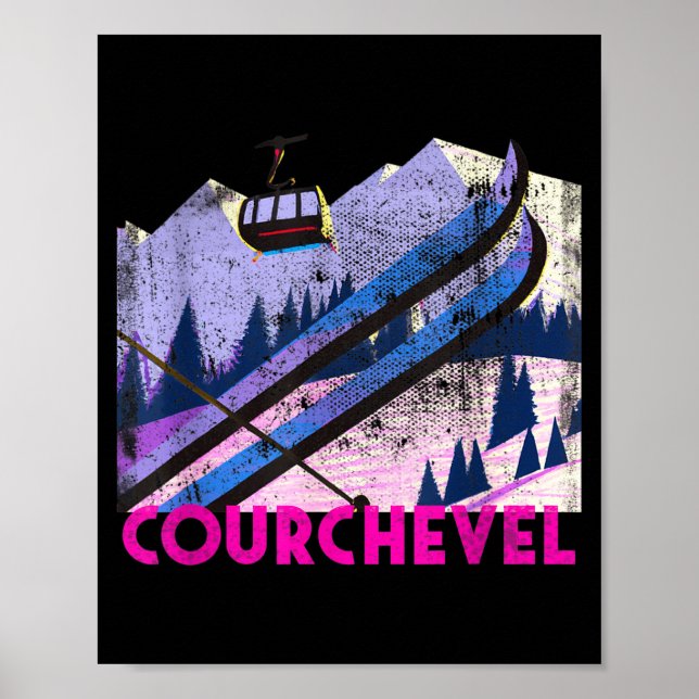 Courchevel ski - vintage style courchevel skiing poster (Front)