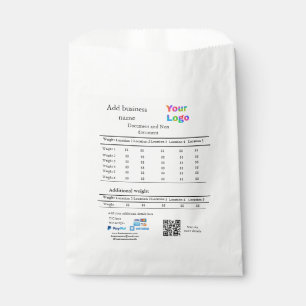 Courier delivery company details add price weight favour bags
