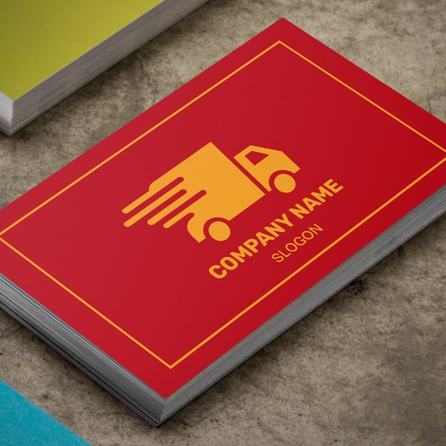 Courier Delivery Professional Red & Yellow Modern Business Card (Creator Uploaded)