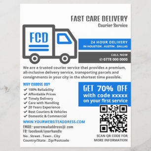 Courier Truck Logo, Courier Service Advertising Flyer