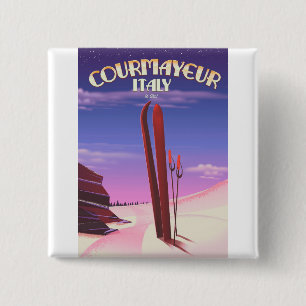 Courmayeur Italian ski poster 15 Cm Square Badge