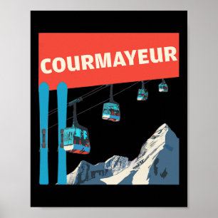 Courmayeur Skiing - Retro Courmayeur Ski Poster