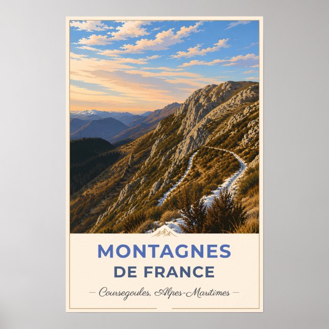 Coursegoules, France – Mountain Peaks Poster (Front)