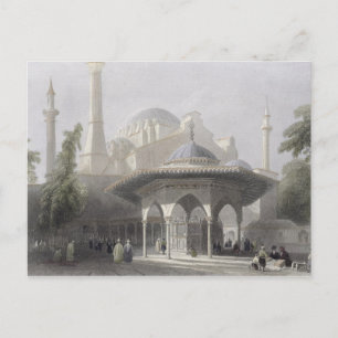 Court and Fountain of St. Sophia, Istanbul, engrav Postcard