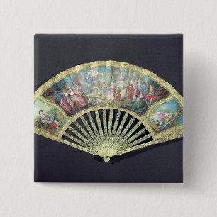 Court Fan, French, 18th century  (ivory and w/c on 15 Cm Square Badge