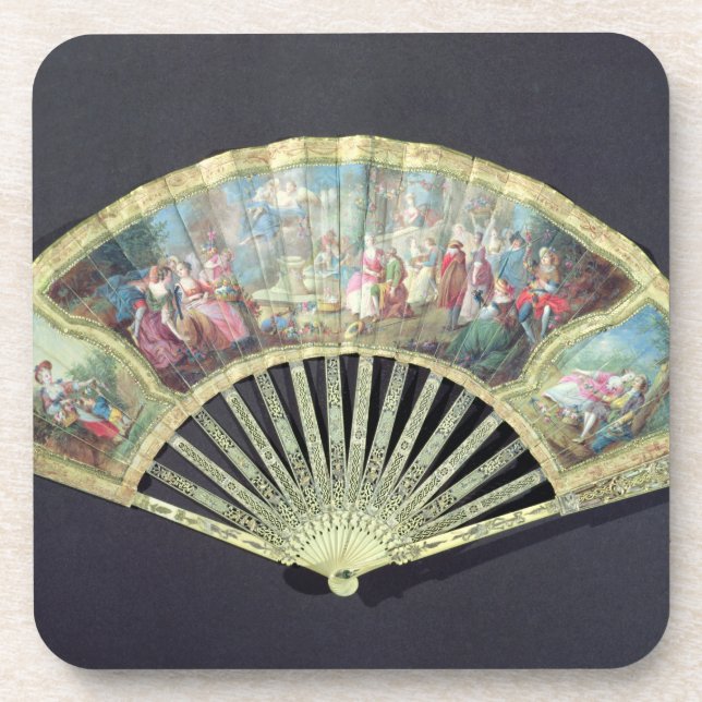 Court Fan, French, 18th century  (ivory and w/c on Coaster (Front)