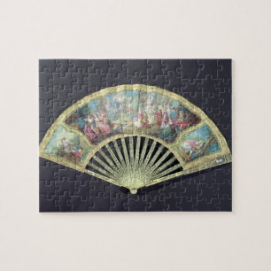 Court Fan, French, 18th century  (ivory and w/c on Jigsaw Puzzle