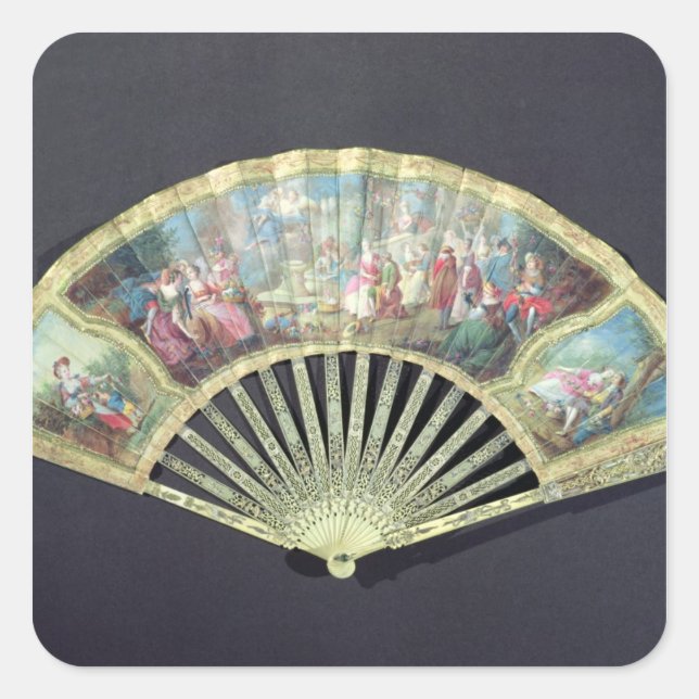 Court Fan, French, 18th century  (ivory and w/c on Square Sticker (Front)