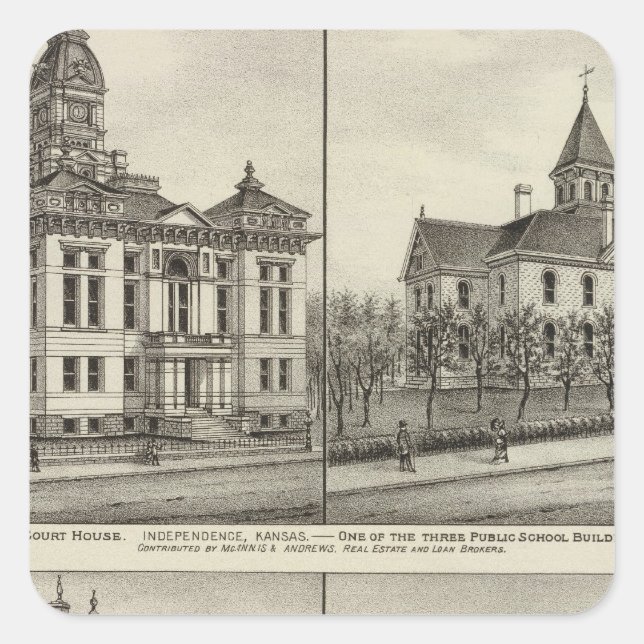 Court House, Kansas Square Sticker (Front)