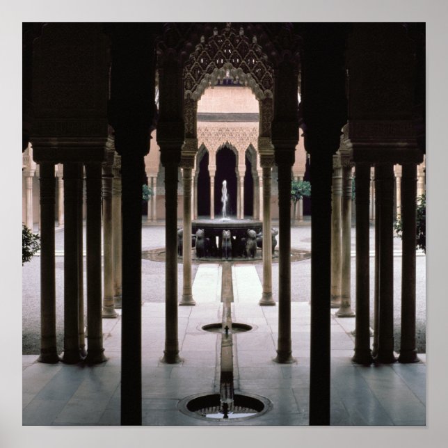 Court of Lions begun during reign of Mohammed V Poster (Front)