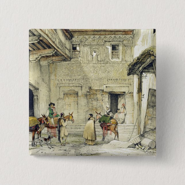 Court of the Mosque (Patio de la Mesquita), from ' 15 Cm Square Badge (Front)