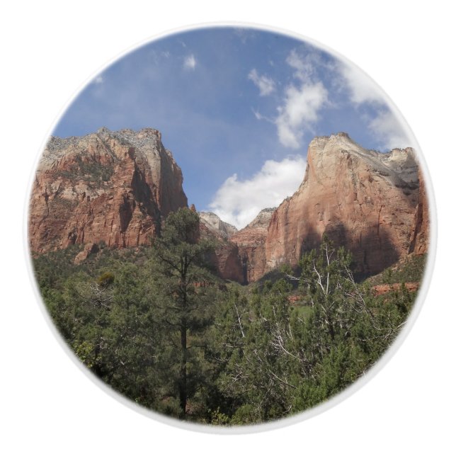 Court of the Patriarchs II at Zion National Park Ceramic Knob (Front)