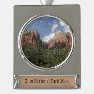 Court of the Patriarchs II at Zion National Park Silver Plated Banner Ornament