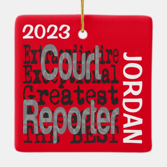 Court Reporter Extraordinaire CUSTOM Ceramic Ornament (Back)