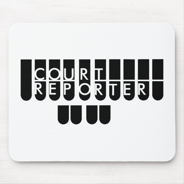 Court reporter keys black white mouse mat (Front)