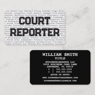 Court Reporter Legal Words Business Card