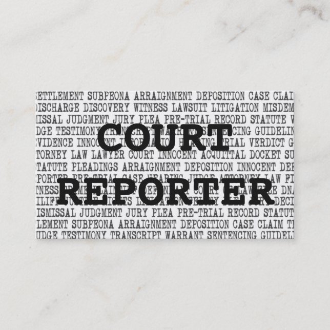 Court Reporter Legal Words Business Card (Front)