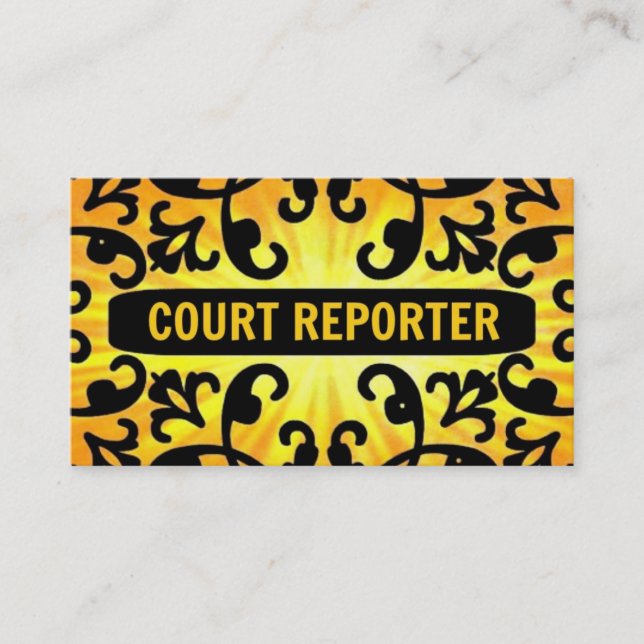 Court Reporter Sunshine Damask Business Card (Front)