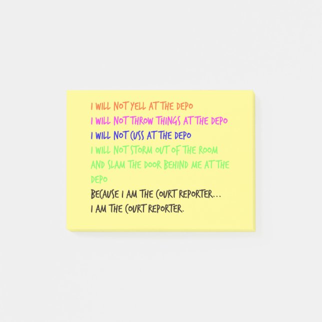 Court Reporter Temper Tantrum Sticky Notes (Front)