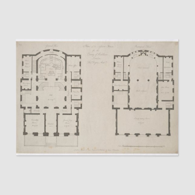 Court Room Detail London UK Diagram Decoupage Tissue Paper (Front)