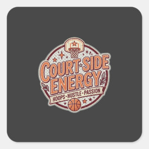Court Side Energy Vintage Basketball Square Sticker