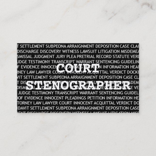Court Stenographer Words Business Card (Front)