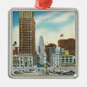 Court Street View of Liberty Bank Bldg Metal Tree Decoration