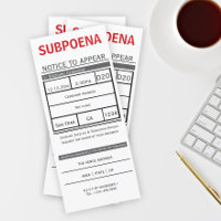 Court Subpoena Notice To Appear Novelty Wedding