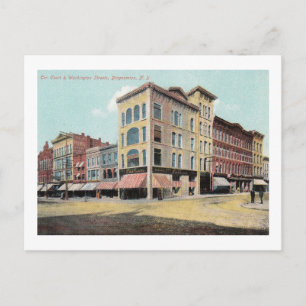 Court & Washington Sts., Binghamton, NY Vintage Postcard