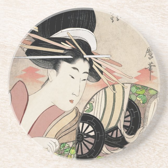 Courtesan Ichikawa of Matsuba Establishment Coaster (Front)