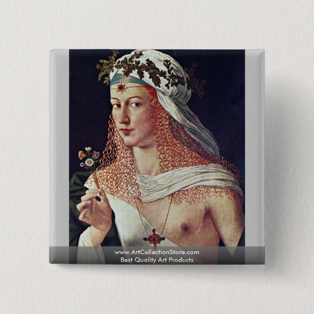 Courtesan (Portrait Of Lucrezia Borgia?) 15 Cm Square Badge (Front)