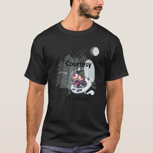 Courtesy Flushers  Zombie Cat T-Shirt (Front)