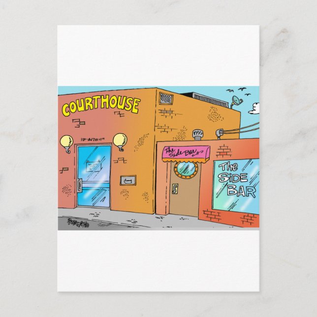 Courthouse Cartoon Postcard (Front)