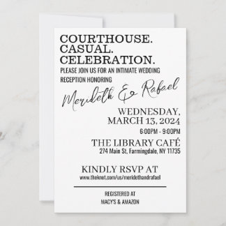 Courthouse. Casual. Cocktails. Wedding Invite
