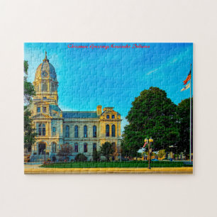 Courthouse Kosciusko Indiana. Christmas Greetings Jigsaw Puzzle