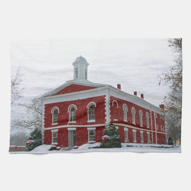 Courthouse Snow Tea Towel (Horizontal)
