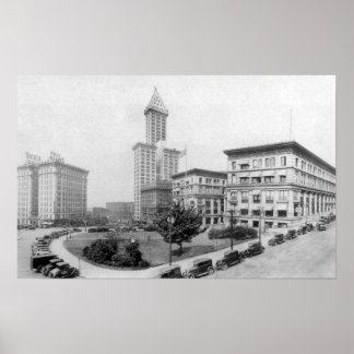 Courthouse Square and Smith Tower in Seattle Poster