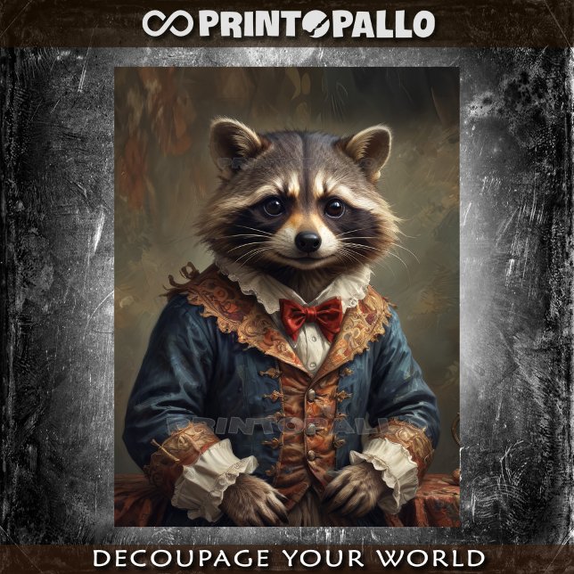 Courtier racoon with bow tie in victorian era  tissue paper (Creator Uploaded)