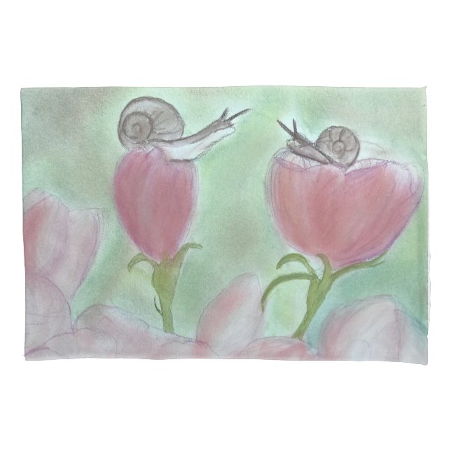 Courting Snails on Mushrooms Pillowcase (Front)