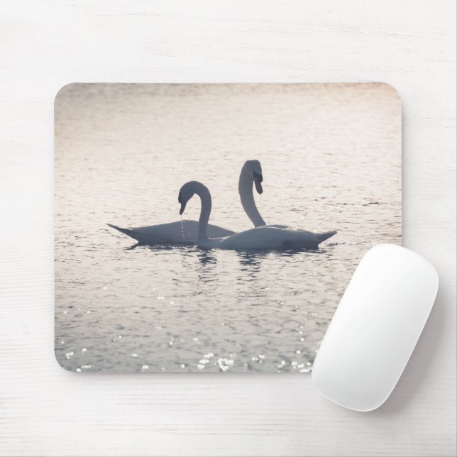 Courting Swans Nature Photo Mouse Mat (With Mouse)