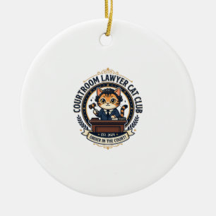 Courtroom Lawyer Cat Funny Cat Lover Design - Cour Ceramic Tree Decoration
