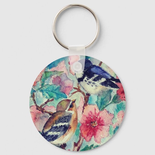 Courtship - Watercolor Painting Key Ring (Front)