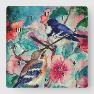 Courtship - Watercolor Painting - Square Wall Clock
